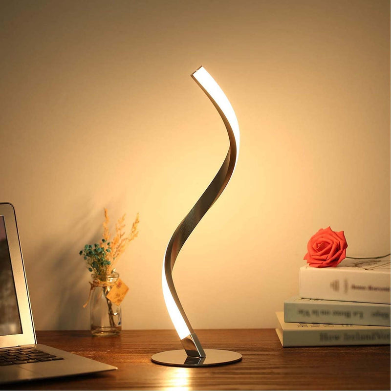 Modern Minimalist LED Spiral Table Lamp – Sleek Aluminium Design for Home and Office