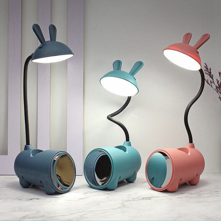 Cartoon Bunny LED Desk Lamp with USB Rechargeable Touch Control and Pen Holder