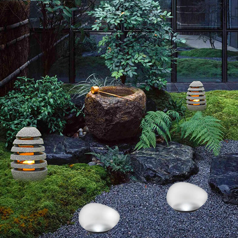 Solar-Powered Pebble LED Outdoor Landscape Light – Elegant ABS and Frosted Glass Design