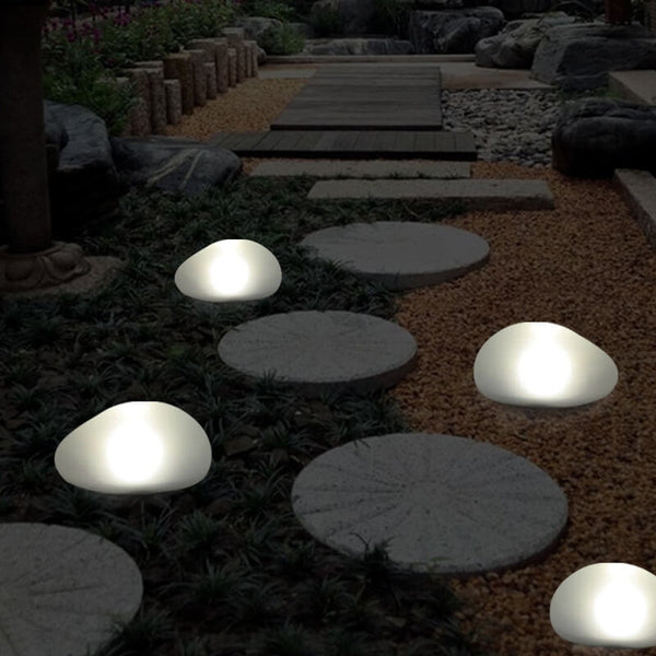 Solar-Powered Pebble LED Outdoor Landscape Light – Elegant ABS and Frosted Glass Design