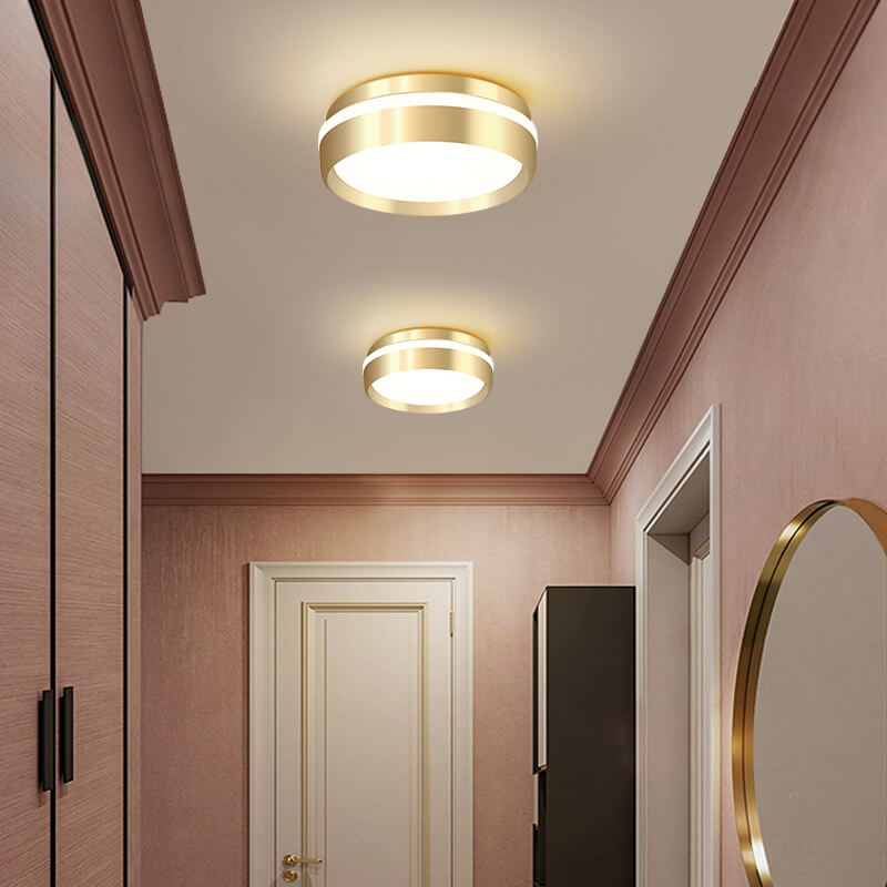 Modern Round LED Ceiling Light in Gold Aluminium and Acrylic – Minimalist Nordic Design