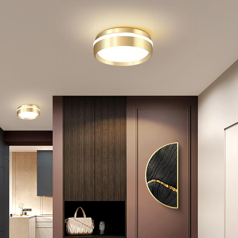 Modern Round LED Ceiling Light in Gold Aluminium and Acrylic – Minimalist Nordic Design