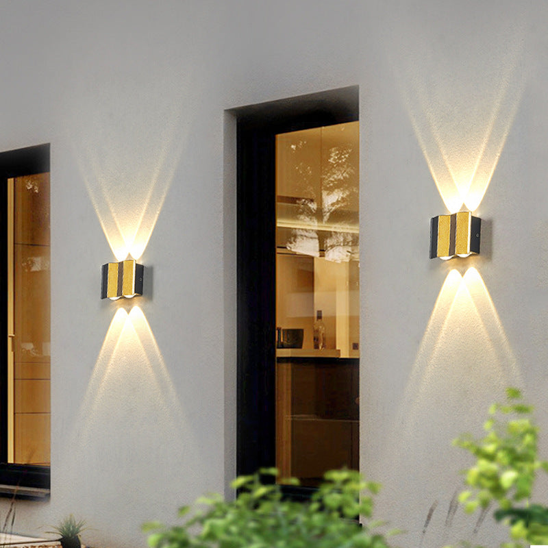 Modern Outdoor LED Wall Light – Gold Aluminium Waterproof Wall Lamp for Patios & Gardens