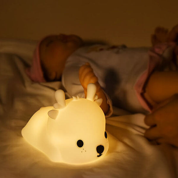 Cute Reindeer-Shaped Silicone LED Rechargeable Night Light – USB Table Lamp