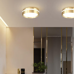 Modern Round LED Ceiling Light in Gold Aluminium and Acrylic – Minimalist Nordic Design