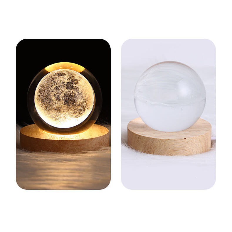 3D Crystal Galaxy LED Night Light – Saturn & Galaxy Design on Wooden Base