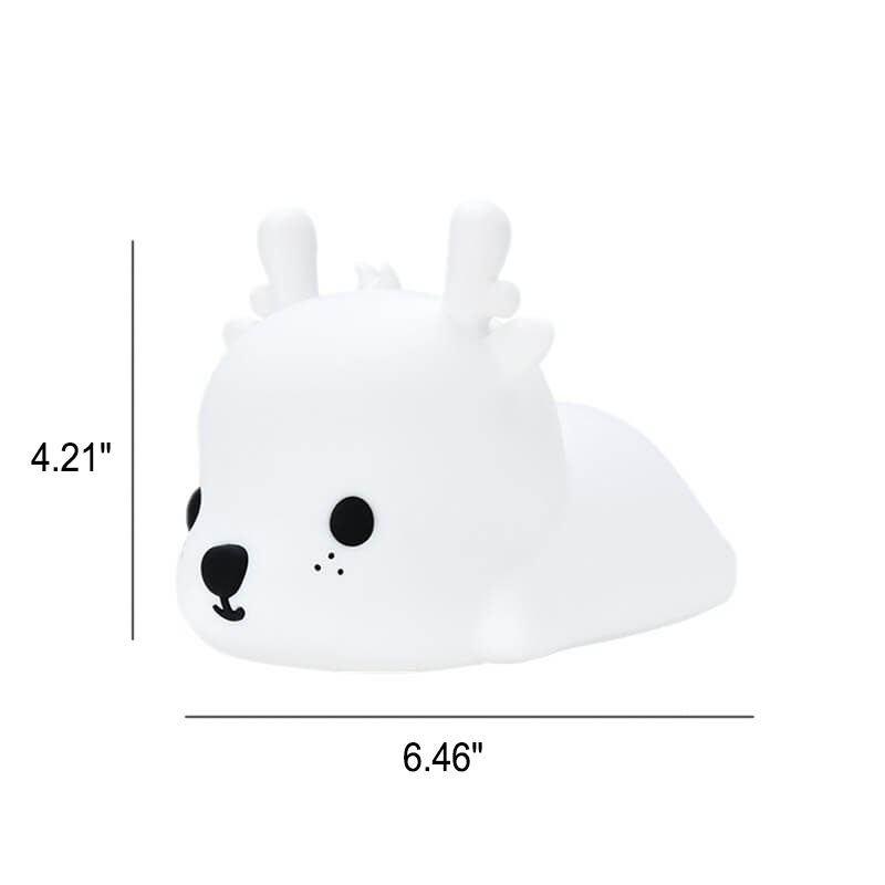 Cute Reindeer-Shaped Silicone LED Rechargeable Night Light – USB Table Lamp