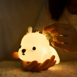 Cute Reindeer-Shaped Silicone LED Rechargeable Night Light – USB Table Lamp