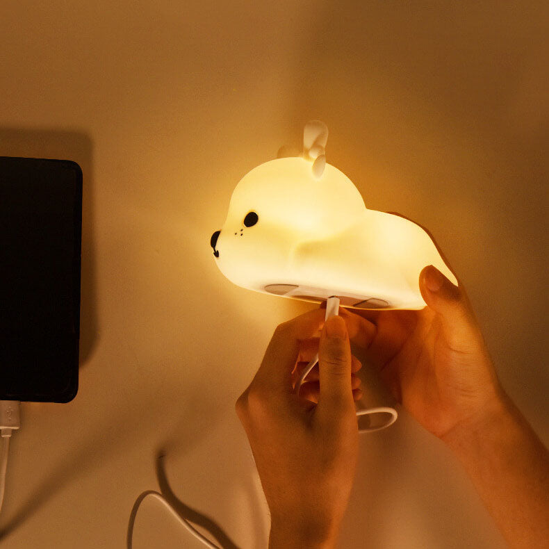 Cute Reindeer-Shaped Silicone LED Rechargeable Night Light – USB Table Lamp