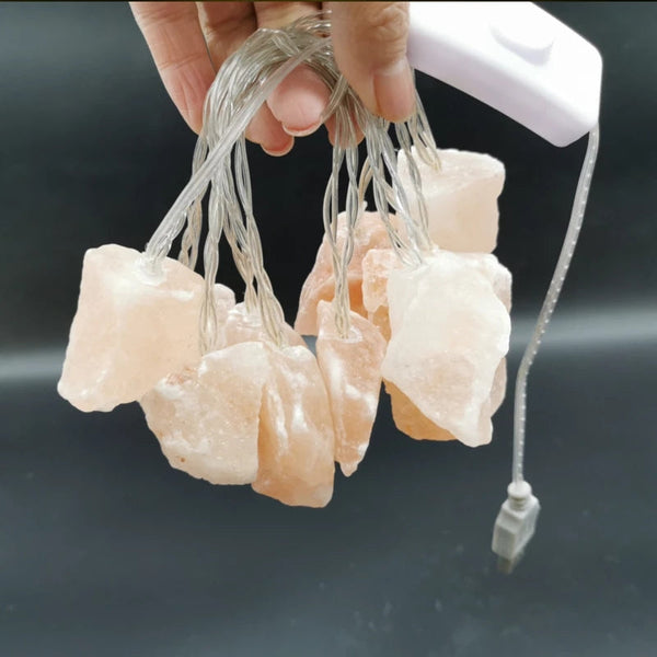 Himalayan Salt Crystal Fairy Lights – Warm Amber Decorative String Lighting