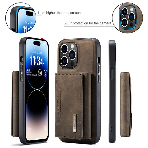 2-in-1 Magnetic iPhone Case with Detachable Wallet – Premium Leather Look for Ultimate Protection and Convenience