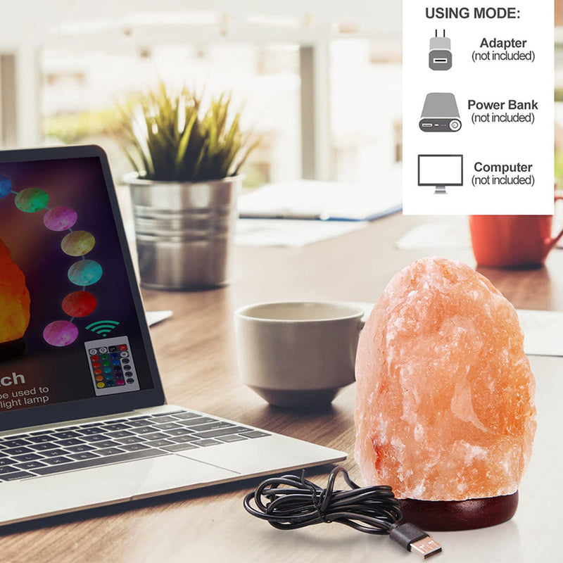 Himalayan Pink Salt Lamp with Remote Control – Natural Crystal LED Lamp for a Relaxing Atmosphere