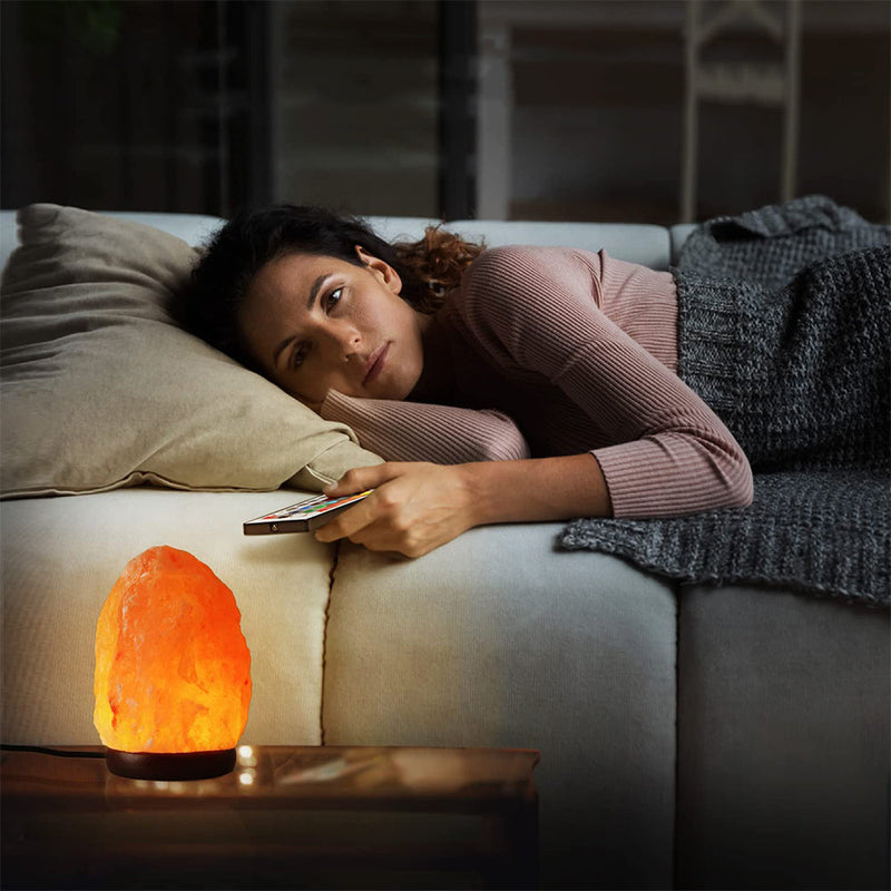 Himalayan Pink Salt Lamp with Remote Control – Natural Crystal LED Lamp for a Relaxing Atmosphere