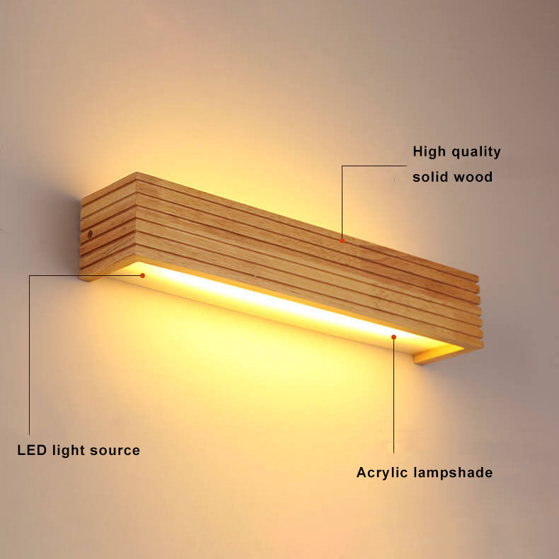 Modern Solid Wood Linear LED Wall Light – Ideal for Mirrors and Contemporary Interiors