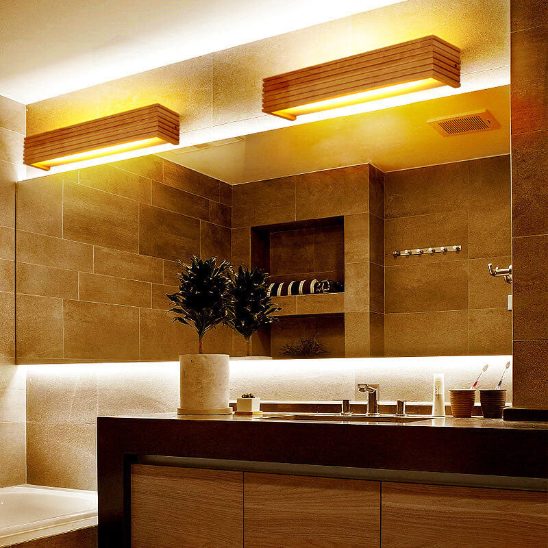 Modern Solid Wood Linear LED Wall Light – Ideal for Mirrors and Contemporary Interiors