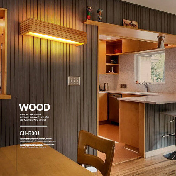 Modern Solid Wood Linear LED Wall Light – Ideal for Mirrors and Contemporary Interiors