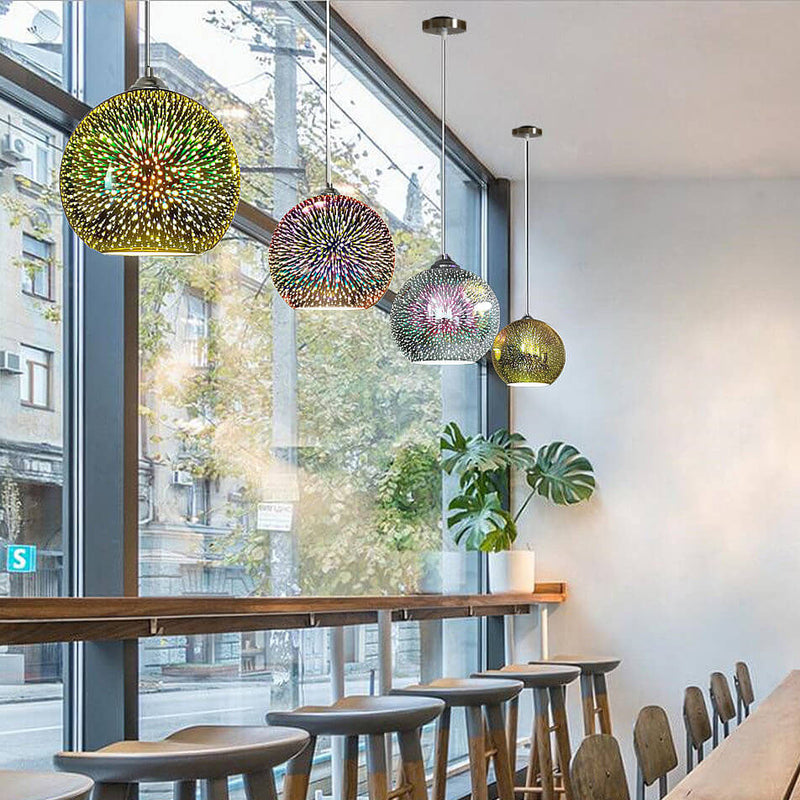 Modern 3D Firework Glass Dome Pendant Light – Colourful Design for Stunning Interiors