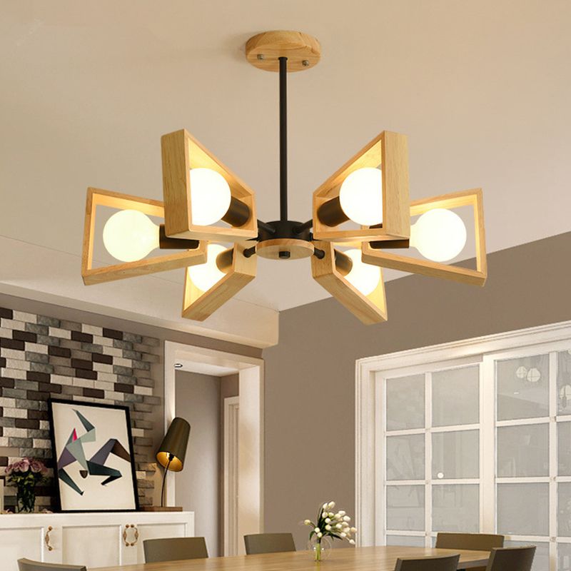 Modernist Wooden Chandelier Ceiling Light – Contemporary Design for Sophisticated Interiors