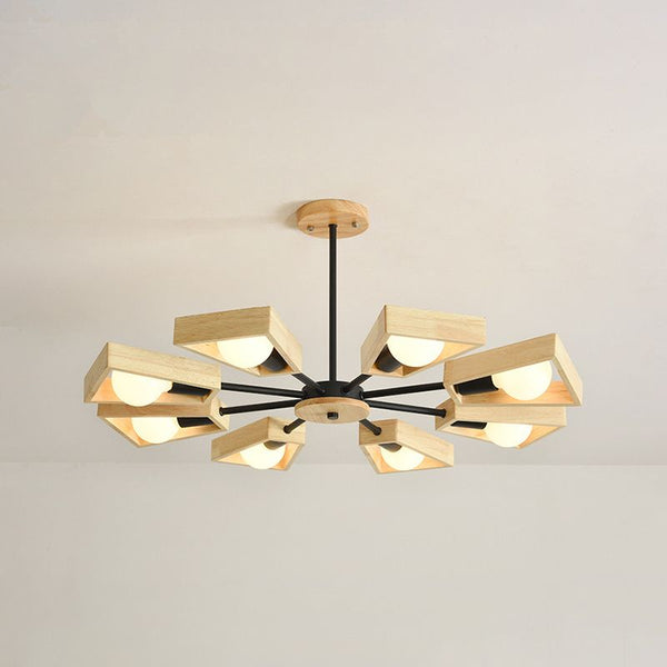 Modernist Wooden Chandelier Ceiling Light – Contemporary Design for Sophisticated Interiors