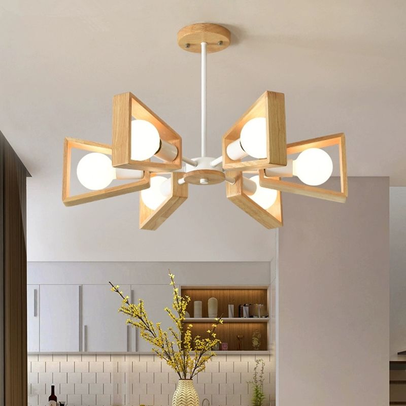 Modernist Wooden Chandelier Ceiling Light – Contemporary Design for Sophisticated Interiors