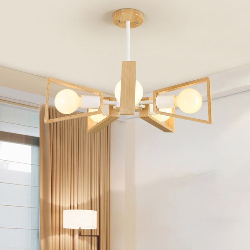 Modernist Wooden Chandelier Ceiling Light – Contemporary Design for Sophisticated Interiors