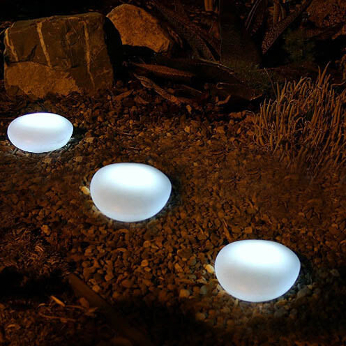 Solar-Powered Pebble LED Outdoor Landscape Light – Elegant ABS and Frosted Glass Design