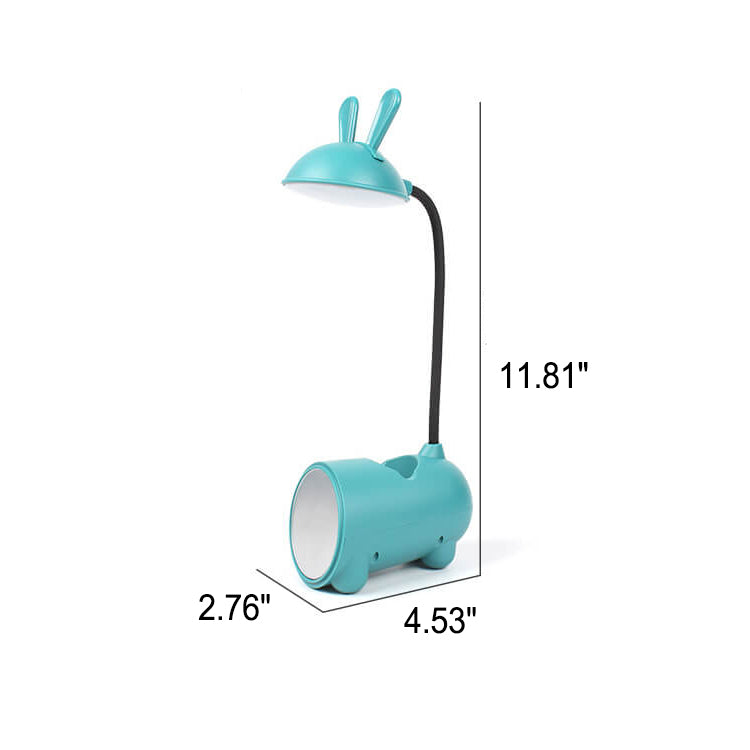 Cartoon Bunny LED Desk Lamp with USB Rechargeable Touch Control and Pen Holder