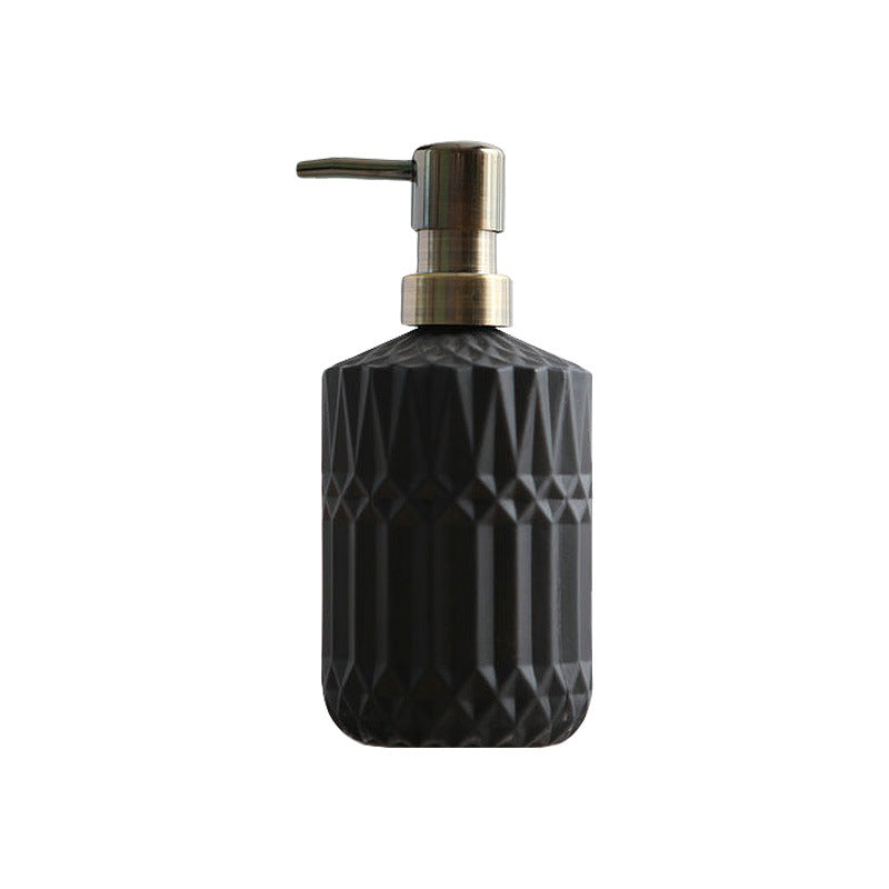 Elegant Glass Soap Dispenser with Diamond Pattern – Stylish Home Accessory