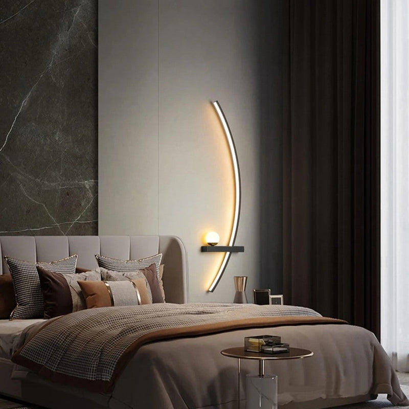 Minimalist LED Wall Light – Modern Curved Wandleuchte for Living Room or Bedroom