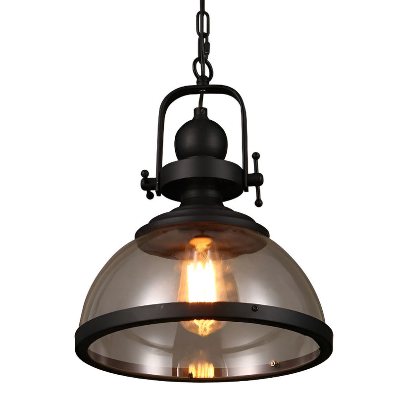 Vintage Industrial Pendant Light – Glass Dome Hanging Ceiling Lamp