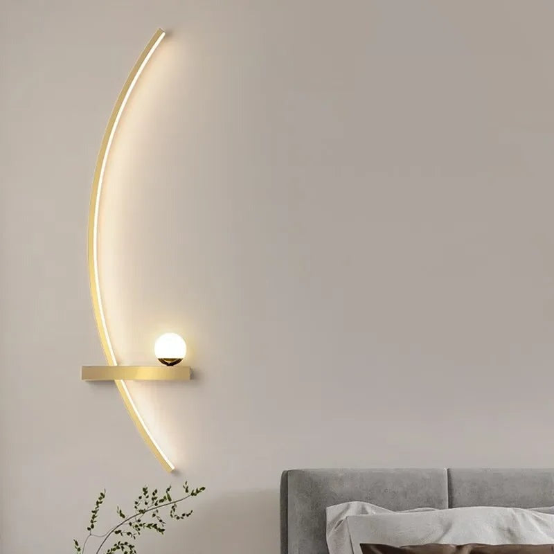 Minimalist LED Wall Light – Modern Curved Wandleuchte for Living Room or Bedroom