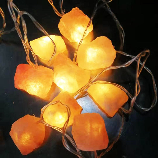 Himalayan Salt Crystal Fairy Lights – Warm Amber Decorative String Lighting