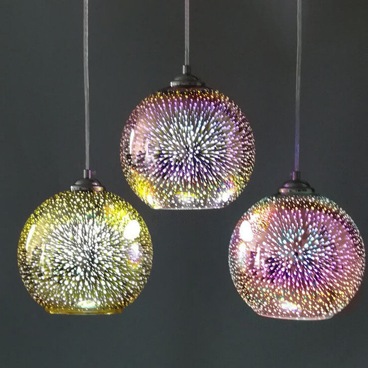 Modern 3D Firework Glass Dome Pendant Light – Colourful Design for Stunning Interiors