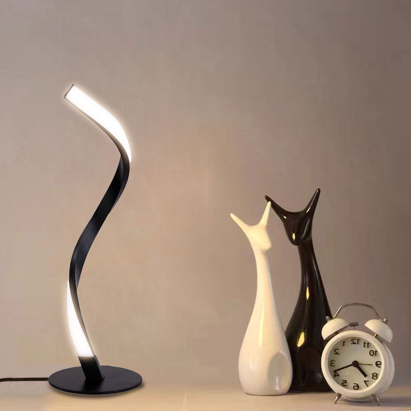 Modern Minimalist LED Spiral Table Lamp – Sleek Aluminium Design for Home and Office