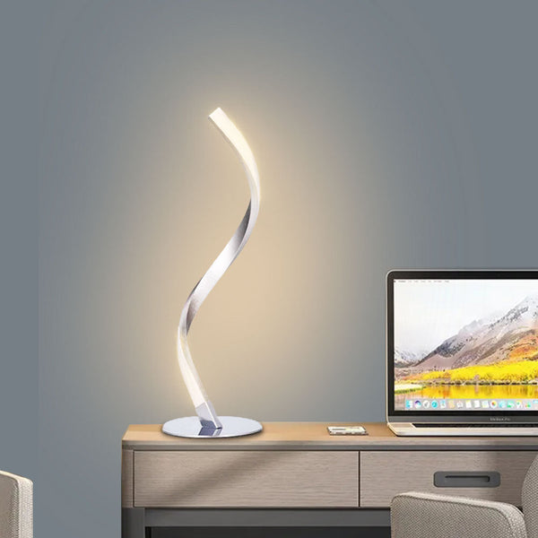 Modern Minimalist LED Spiral Table Lamp – Sleek Aluminium Design for Home and Office