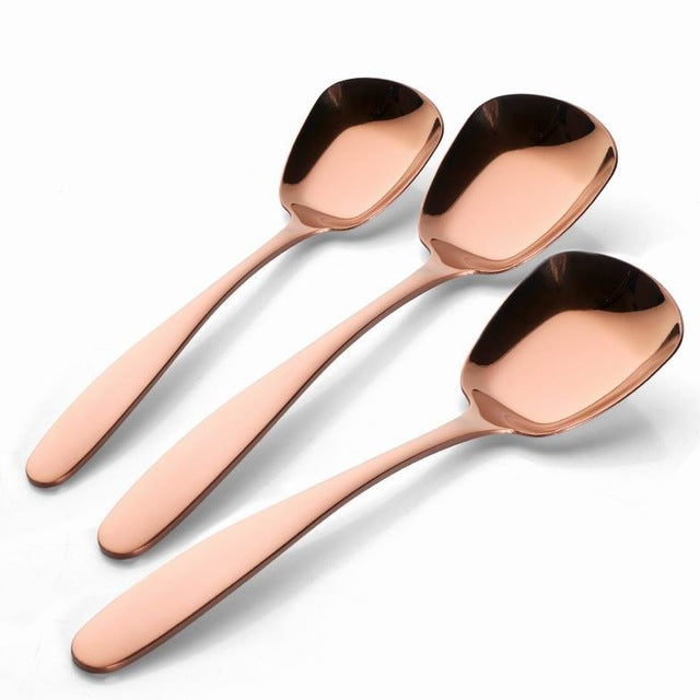 uxurious Gold-Plated Serving Spoons – 3-Piece Stainless Steel Set