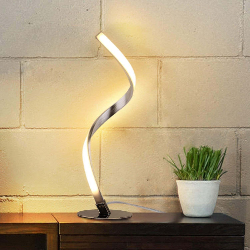 Modern Minimalist LED Spiral Table Lamp – Sleek Aluminium Design for Home and Office