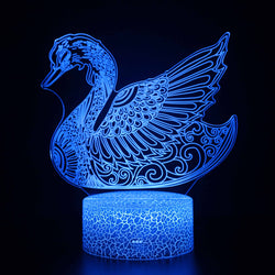 Elegant Swan 3D Optical Illusion Lamp – Enchanting LED Night Light for Home Decor