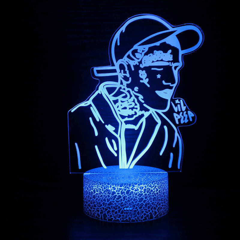 Lil Peep 3D Optical Illusion Lamp – Unique LED Night Light for Fans