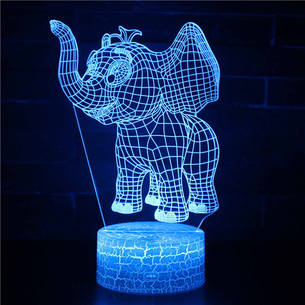 Adorable Elephant 3D Optical Illusion Lamp – LED Night Light for Kids and Decoration