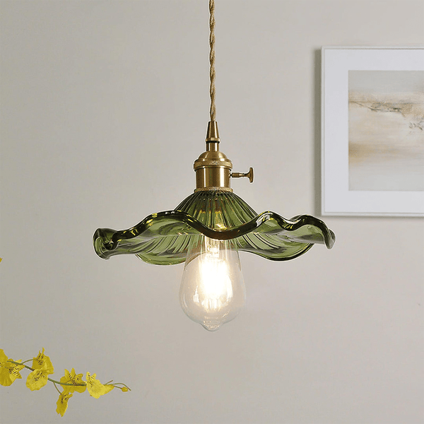 Vintage Glass Pendant Light – Elegant Flower-Shaped Ceiling Lamp for Living Rooms & Kitchens