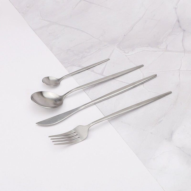 Elegant Modern Silver Cutlery Set – Premium Stainless Steel Utensil Set for Your Dining Table