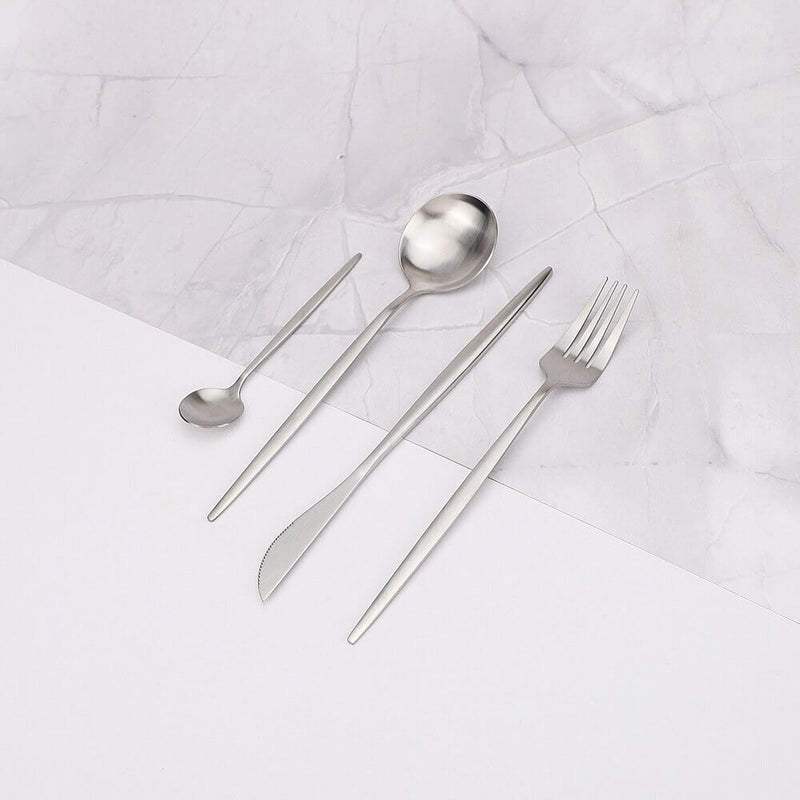 Elegant Modern Silver Cutlery Set – Premium Stainless Steel Utensil Set for Your Dining Table