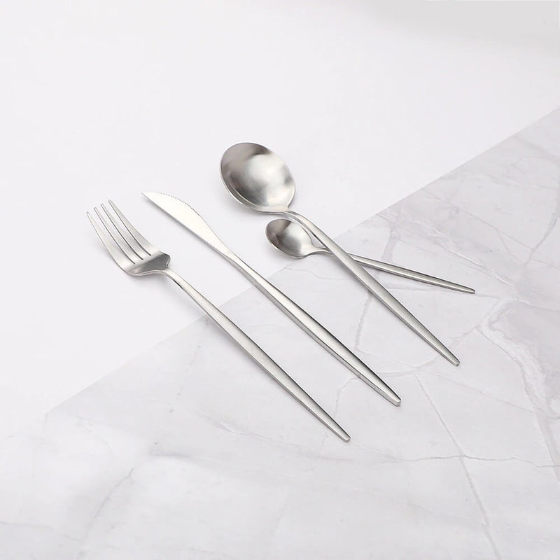 Elegant Modern Silver Cutlery Set – Premium Stainless Steel Utensil Set for Your Dining Table