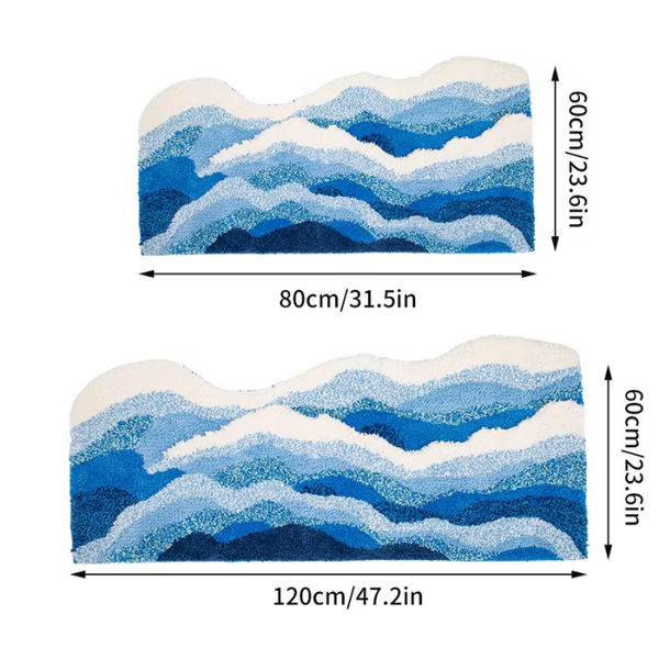 Ocean Wave Design Rug – Aesthetic, Soft Floor Covering for Bedrooms & Living Spaces