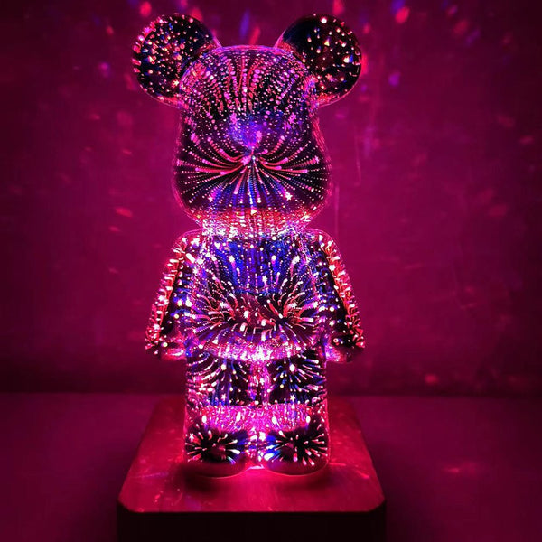 3D Crystal Teddy Bear Night Light – Colour-Changing LED Lamp for Bedroom & Gift Decoration