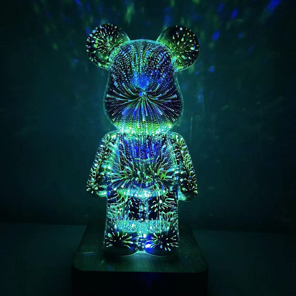 3D Crystal Teddy Bear Night Light – Colour-Changing LED Lamp for Bedroom & Gift Decoration