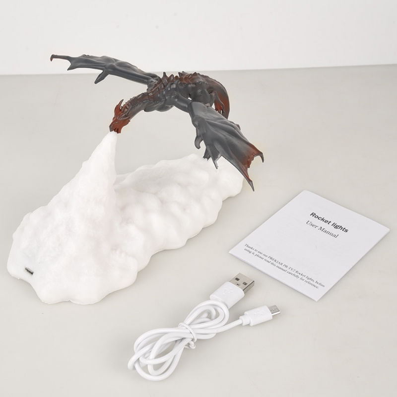 3D Flying Dragon Table Lamp – Rechargeable LED Light with Flame Effect