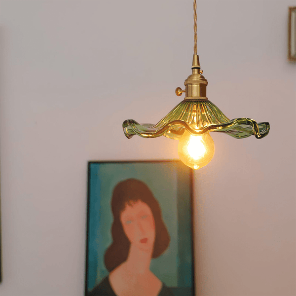 Vintage Glass Pendant Light – Elegant Flower-Shaped Ceiling Lamp for Living Rooms & Kitchens