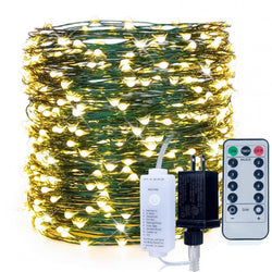 LED Star Christmas Tree String Lights – 50m (164ft) Green Copper Wire with Remote Control, Waterproof Lights for Outdoor Festive Décor